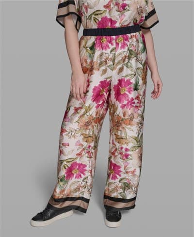 Plus Size High-Rise Floral Printed Pants 1