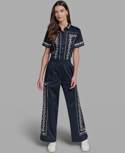 Women's Mid-Rise Embroidery Pants 2