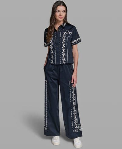 Women's Mid-Rise Embroidery Pants 3
