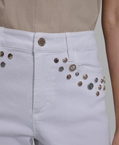 Women's Mid-Rise Studded-Pocket Straight Jeans 6