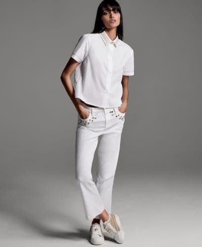Women's Mid-Rise Studded-Pocket Straight Jeans 7