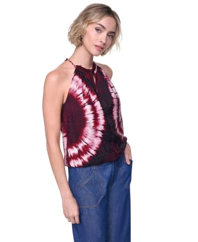 Women's Printed Halter Neck Button Placket Top 3