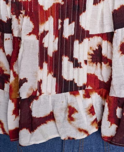 Women's Printed Flutter-Sleeve Pleated Blouse 3