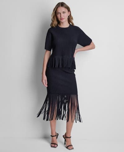 Women's Fringe Crewneck Sweater Top 2