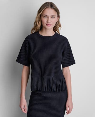 Women's Fringe Crewneck Sweater Top 1