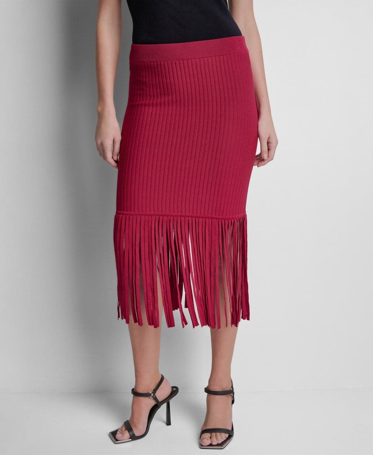 Women's Cotton-Blend Fringe Sweater Skirt