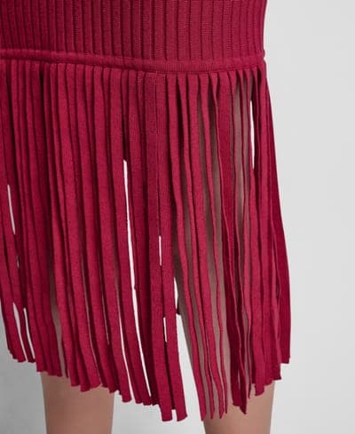 Women's Cotton-Blend Fringe Sweater Skirt 4