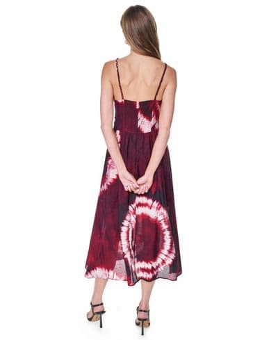 Women's Printed Voile Braided Detail V-Neck Dress 4