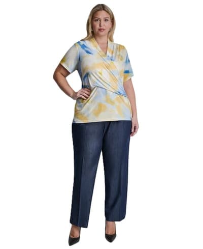 Plus Size V-Neck Short-Sleeve Wrap Top 2