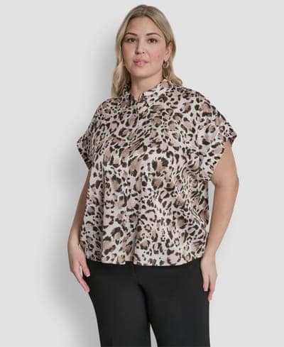 Plus Size Printed Camp Shirt 1