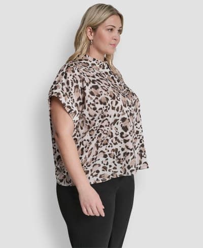 Plus Size Printed Camp Shirt 3