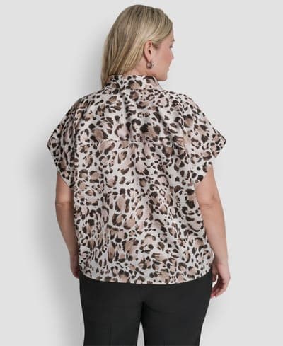 Plus Size Printed Camp Shirt 5