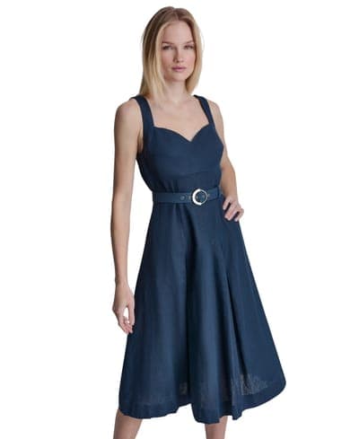 Women's Seated Bodice Sweetheart Neck Midi Dress 3