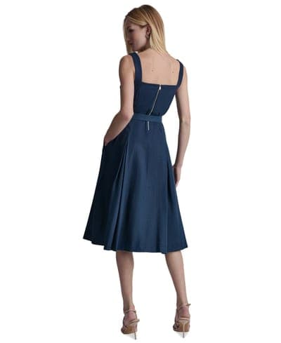 Women's Seated Bodice Sweetheart Neck Midi Dress 4
