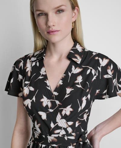 Women's Flutter-Sleeve Tiered Printed Midi Dress 4