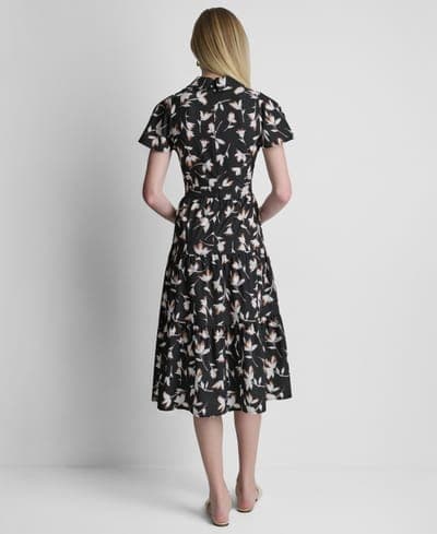 Women's Flutter-Sleeve Tiered Printed Midi Dress 5