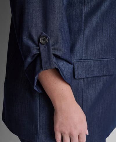 Plus Size Long-Sleeve One Button Roll Cuff Blazer 4
