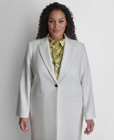 Plus Size Notch Collar Buttoned Jacket 1