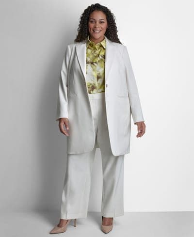Plus Size Notch Collar Buttoned Jacket 2