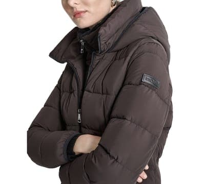 Women's Bibbed Hooded Zip-Front Puffer Coat 5