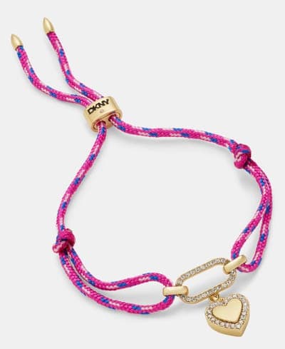 Pavé Heart Charm Cord Slider Bracelet 2