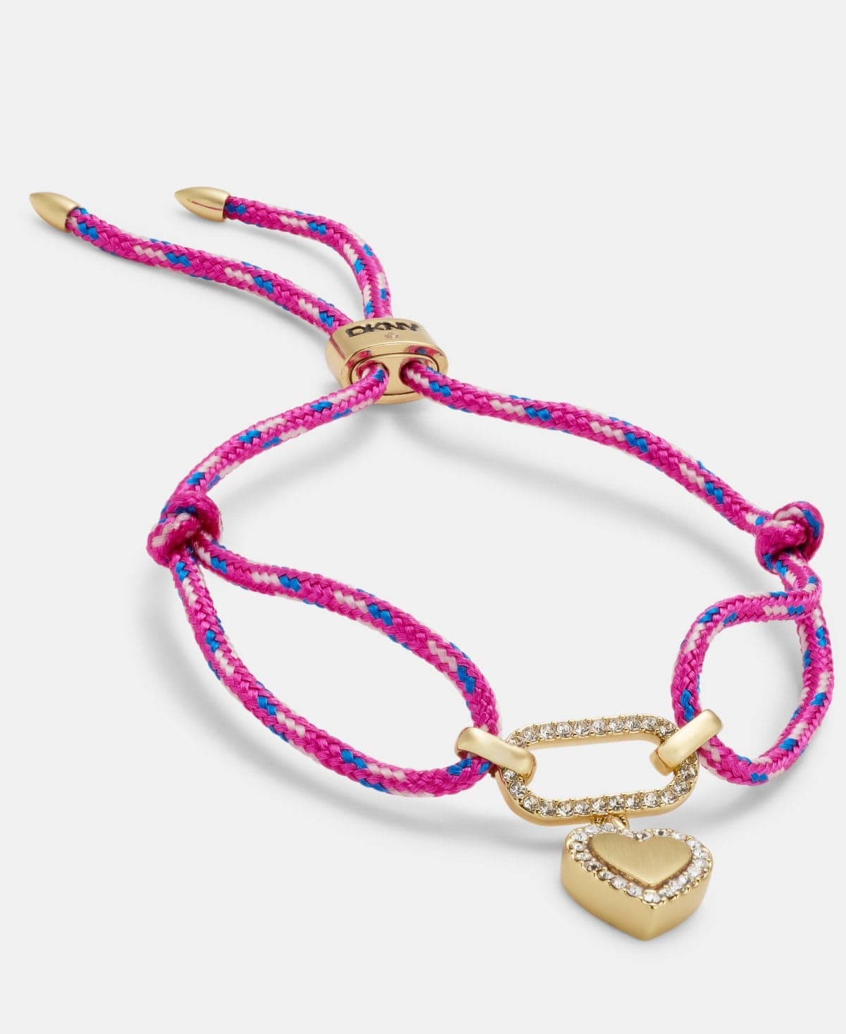 Pavé Heart Charm Cord Slider Bracelet