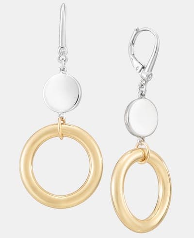 Disc & Ring Double Drop Earrings 2