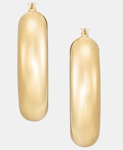 Medium Thick Hoop Earrings, 1.6" 1