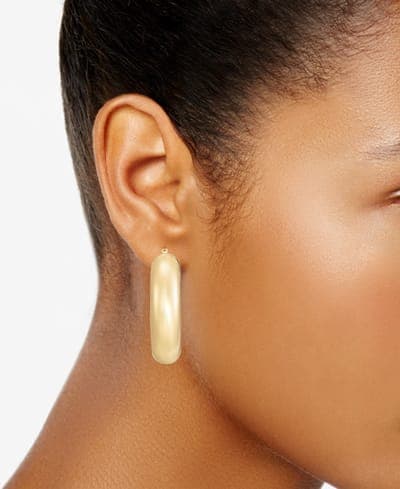 Medium Thick Hoop Earrings, 1.6" 3