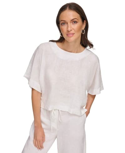 Women's Linen Drop Shoulder 100% Linen Top 1