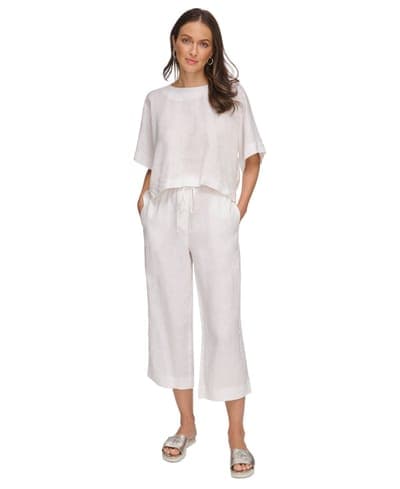 Women's Linen Drop Shoulder 100% Linen Top 2