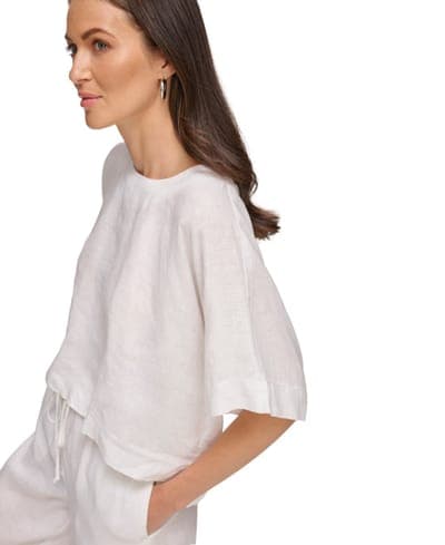 Women's Linen Drop Shoulder 100% Linen Top 3