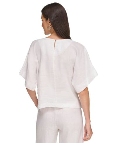 Women's Linen Drop Shoulder 100% Linen Top 4