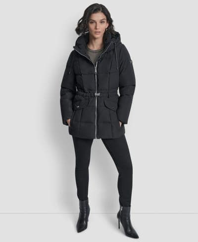 Women's Belted Hooded Puffer Coat 3
