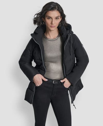 Women's Belted Hooded Puffer Coat 6