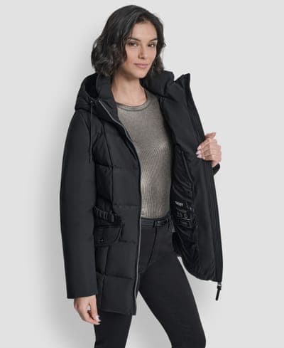 Women's Belted Hooded Puffer Coat 7