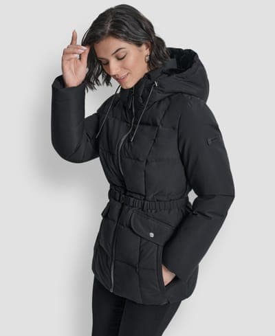 Women's Belted Hooded Puffer Coat 8