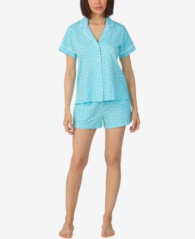 Women's Sleepwear Notch Collar Top and Shorts, 2-Piece Set 2