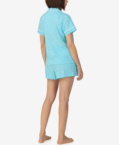 Women's Sleepwear Notch Collar Top and Shorts, 2-Piece Set 4