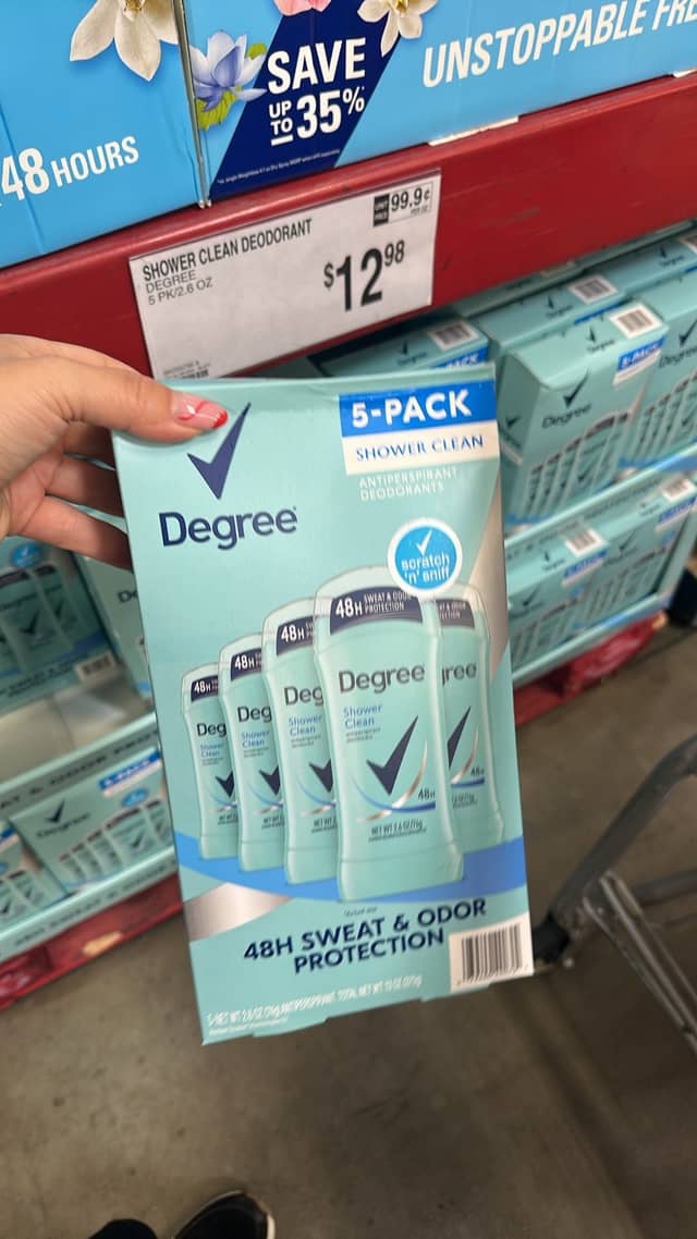 Антиперспирант Degree "Чистота под душем" в упаковке 5 штук · Sam's Club