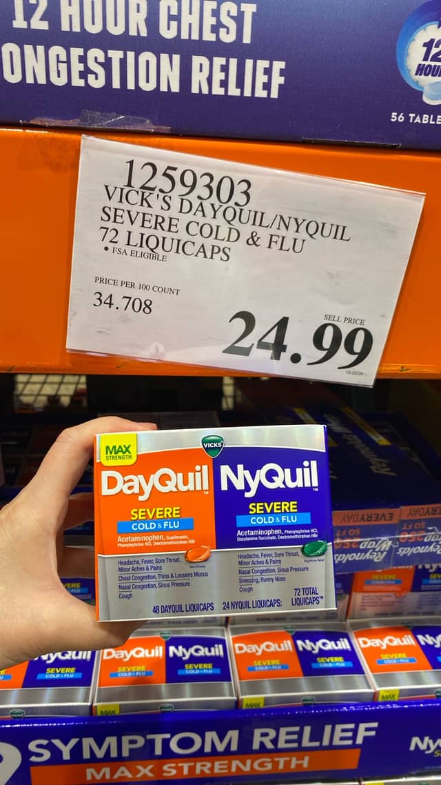 Vicks DayQuil/NyQuil при сильной простуде и гриппе · Costco