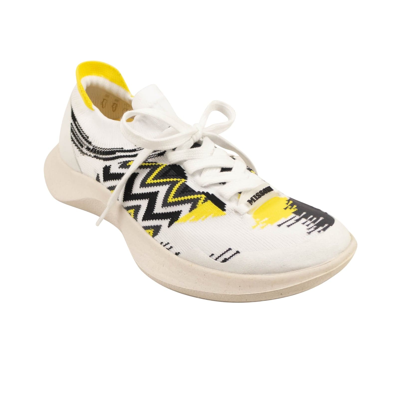 White And Black ACBC Fly Knit Chevron Low Top Sneakers