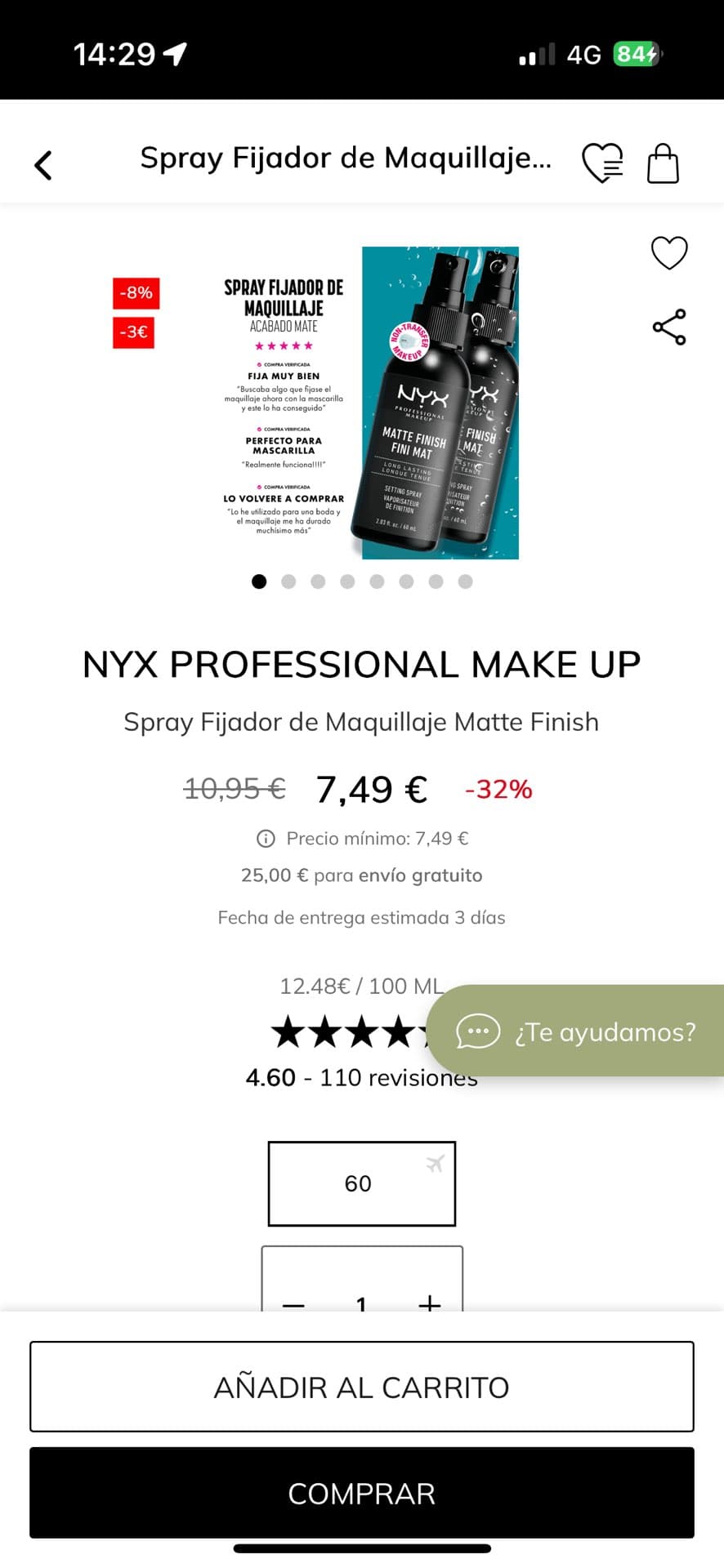 Матирующий фиксирующий спрей NYX