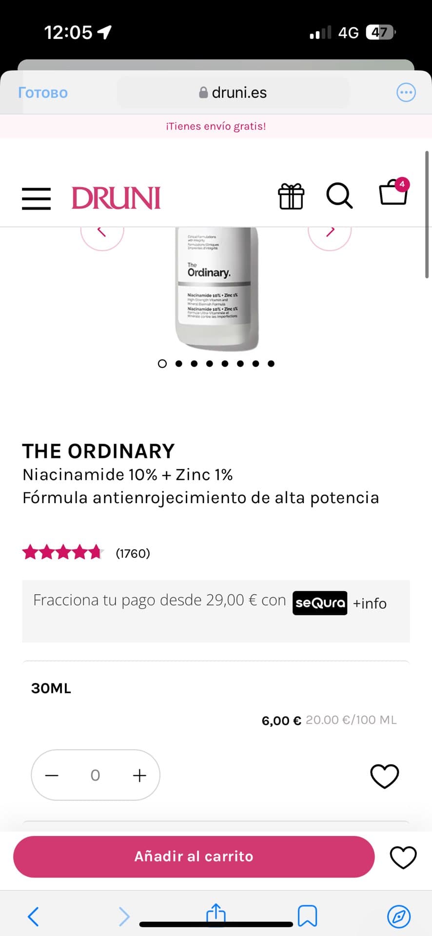 The Ordinary Ниацинамид 10% + Цинк 1%