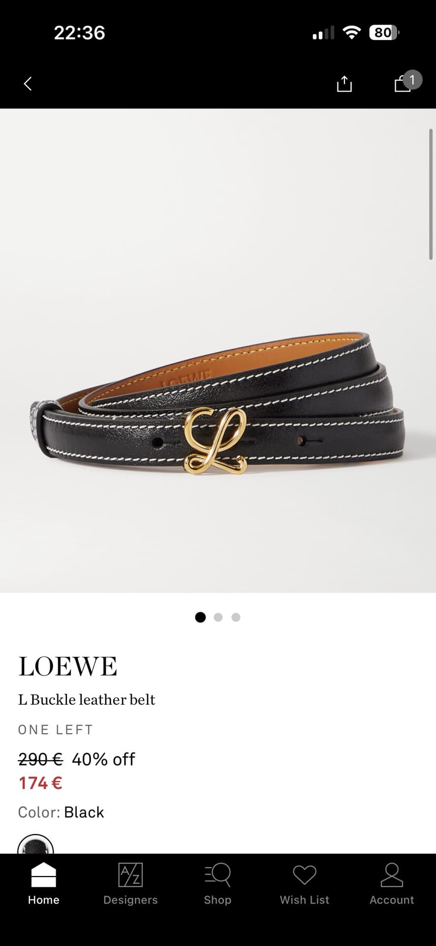 Loewe L Buckle Leather Belt