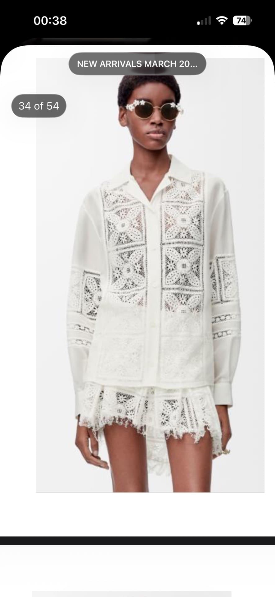 Lace-Trimmed White Blouse
