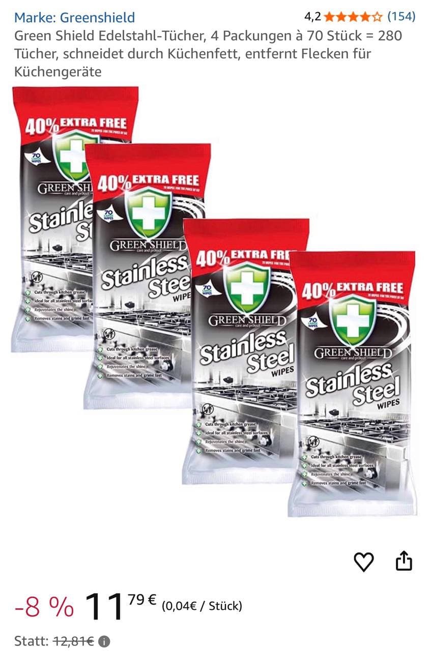 Green Shield Stainless Steel Wipes