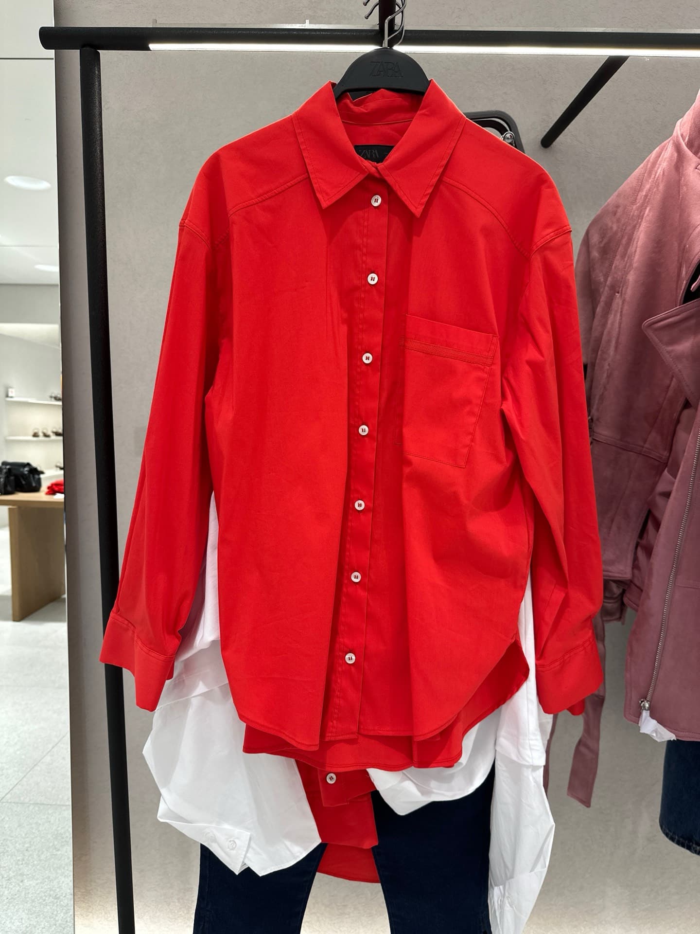 Trendy Red Button-Up Shirt
