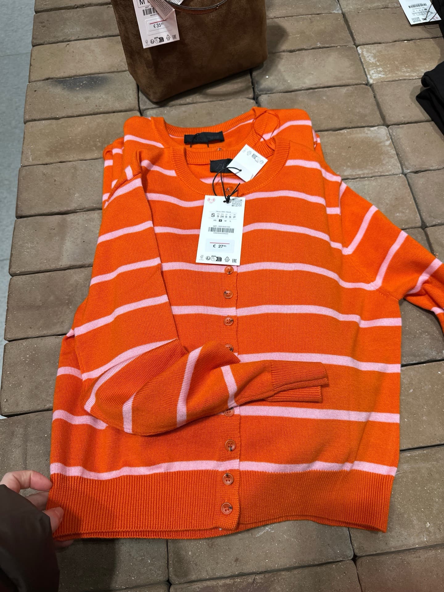 Trendy Orange Striped Cardigan