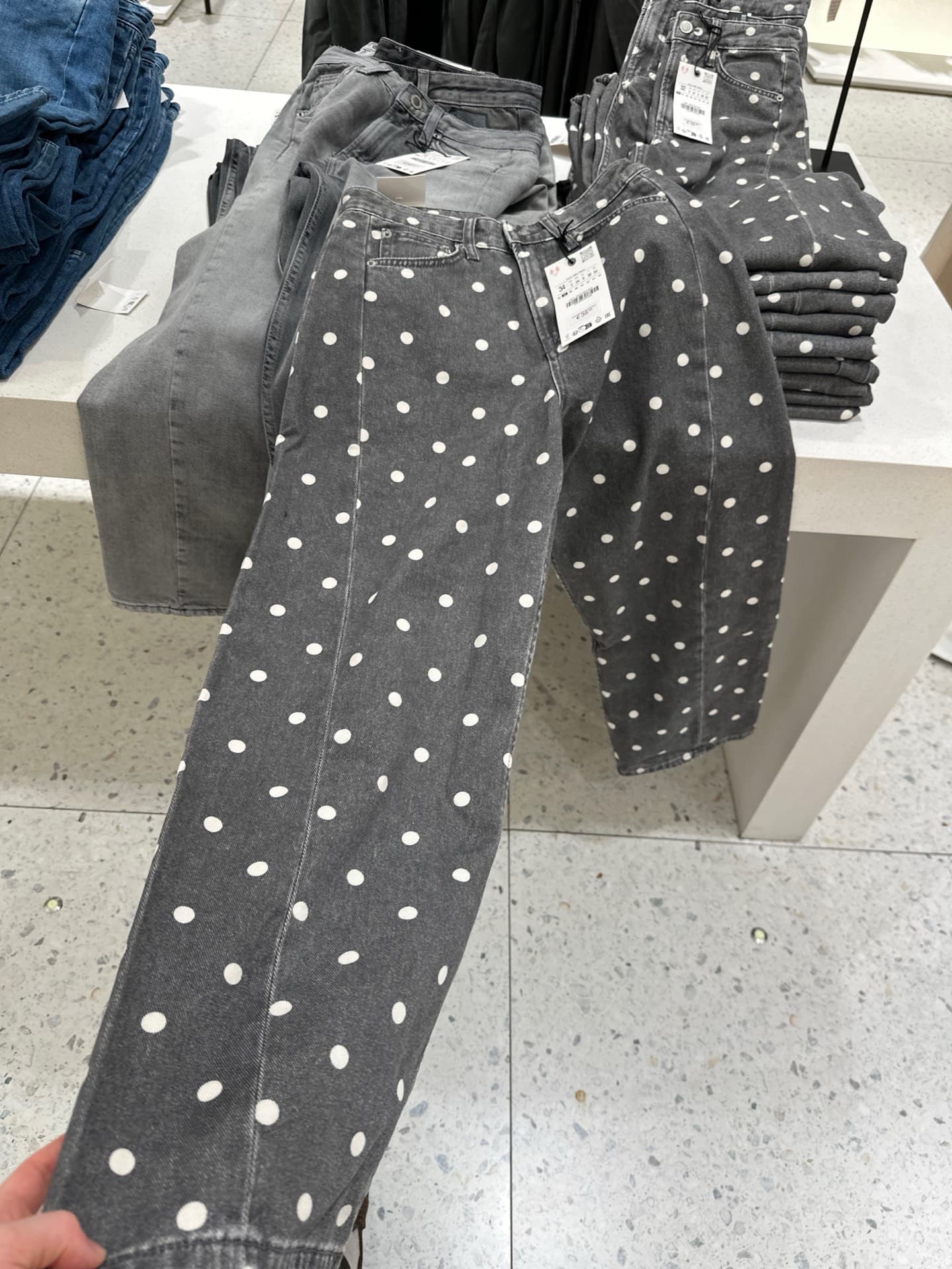 Polka Dot Denim Pants